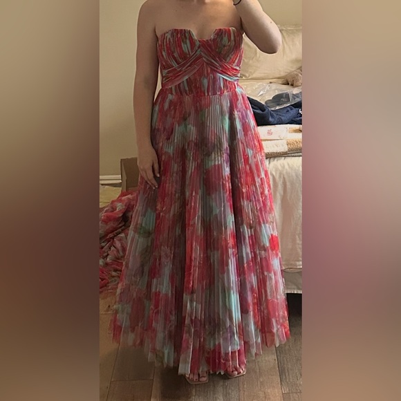 NWT - Hutch Corene Strapless Floral Tulle A-Line Midi Dress - size 8 - Picture 5 of 5